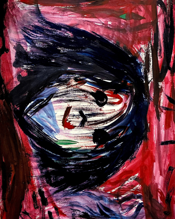 Abstract Expressionist Portrait Painting – A3 Original Artwork