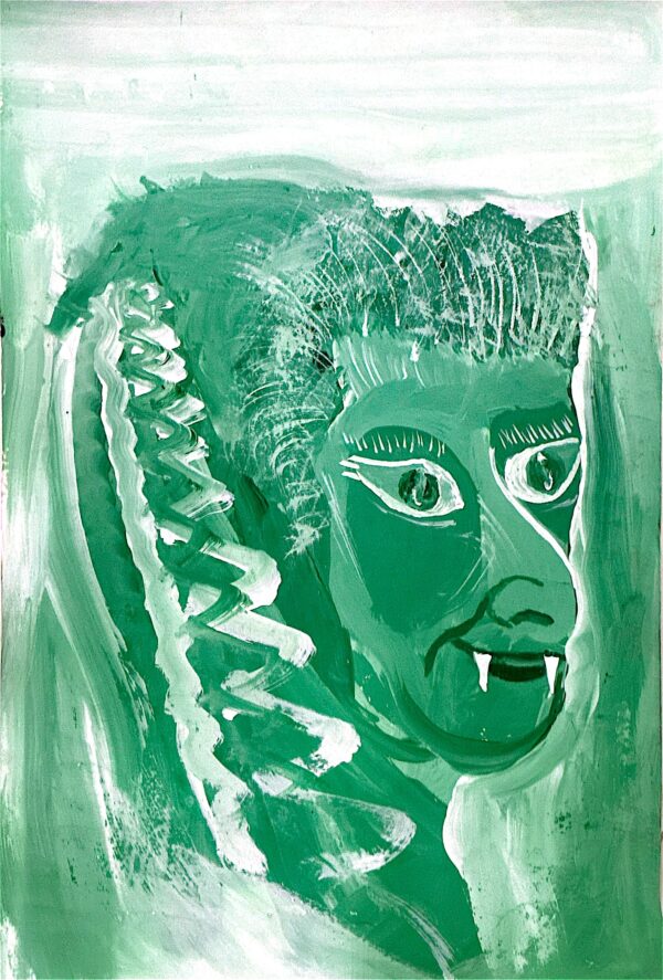Abstract Expressionist Portrait Painting – A4 Original Artwork